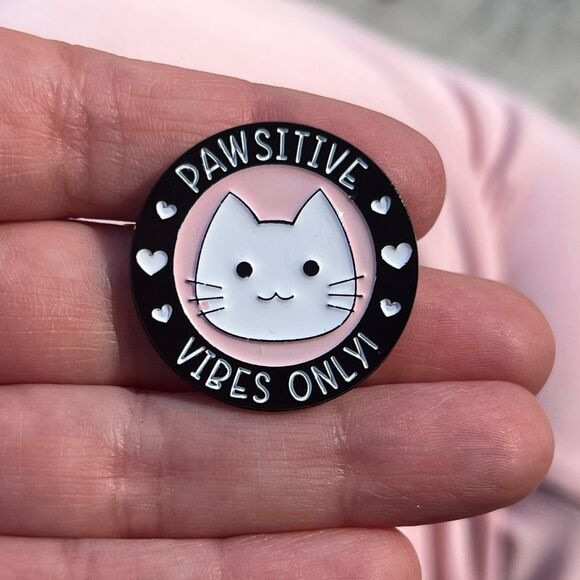 Pawsitive Vibes Only Cat Lover Positive Vibes Enamel Pin - Picture 8 of 8